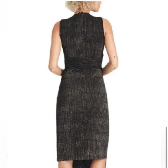 RACHEL Rachel Roy Tie Waist Asymmetrical Sheath Cocktail Dress, Black/Gold, XL - Picture 3 of 8